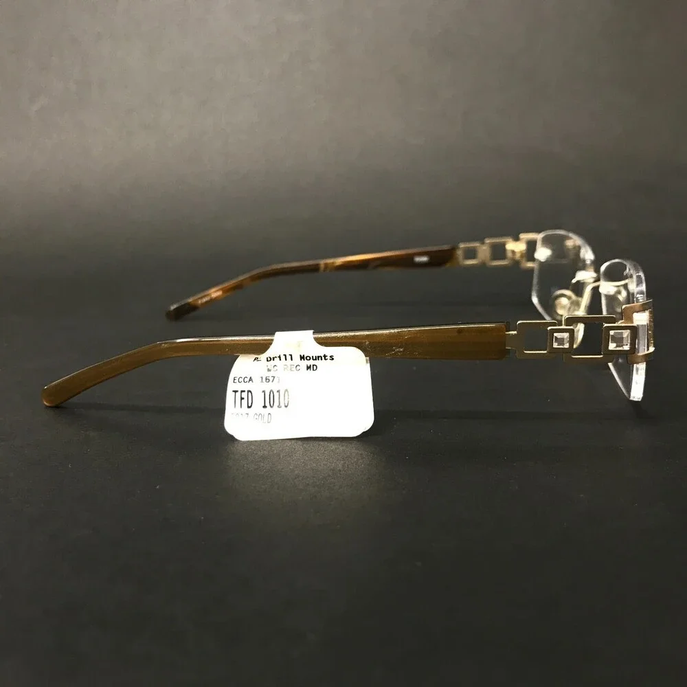 Technolite Clear Eyeglasses Frames TFD 1010 YG Gold Brown Tortoise 52-17-135